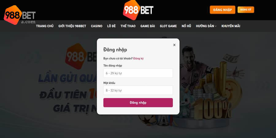 Các bước đăng nhập 988BET vô cùng đơn giản